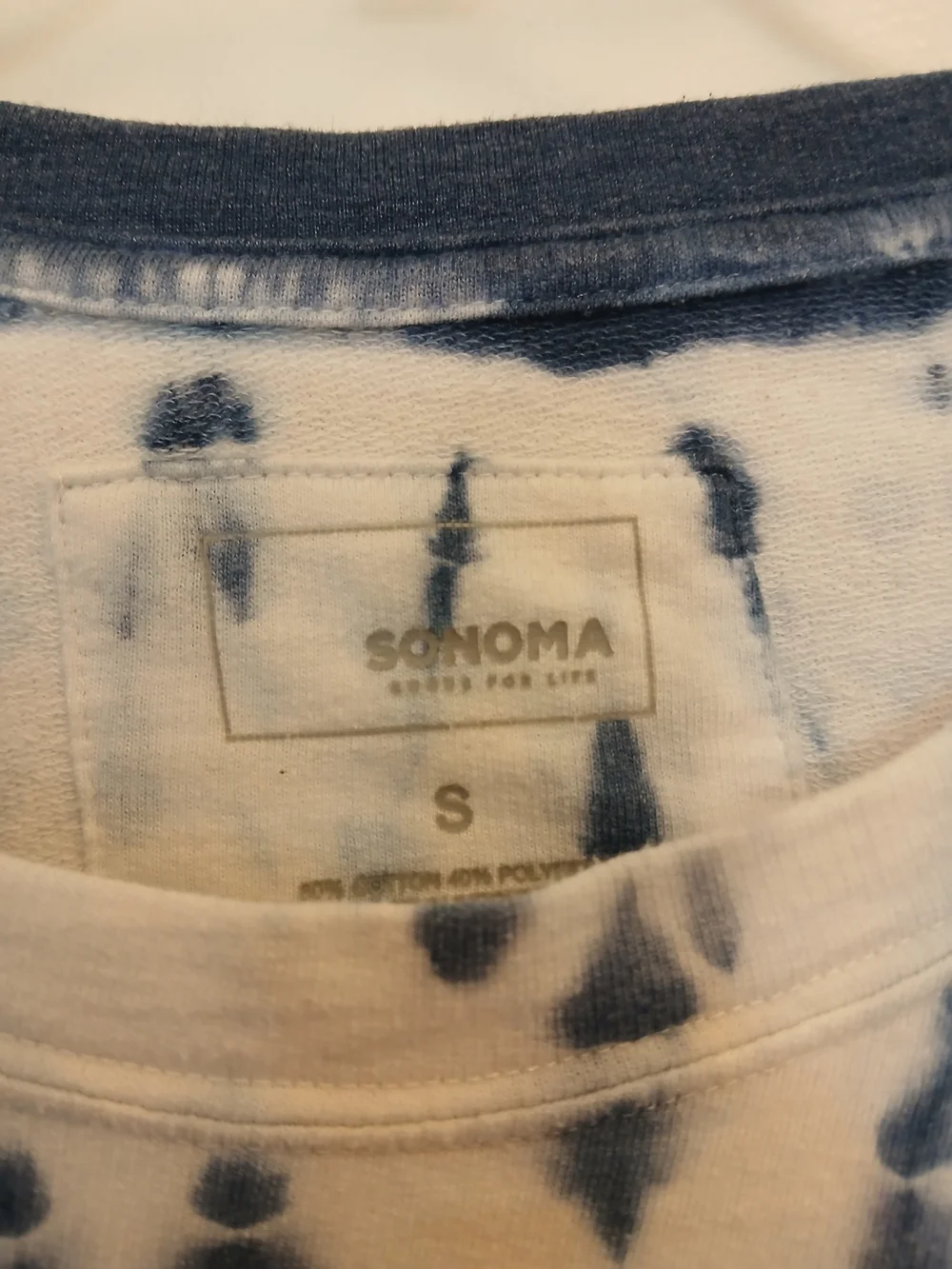Sonoma Tie-Dye Crewneck Top - Navy, White & Coral